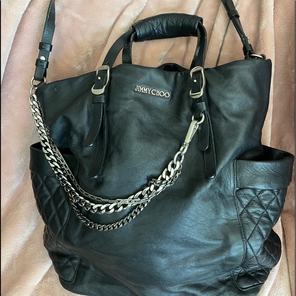 Authentic Jimmy Choo hobo biker chain bag